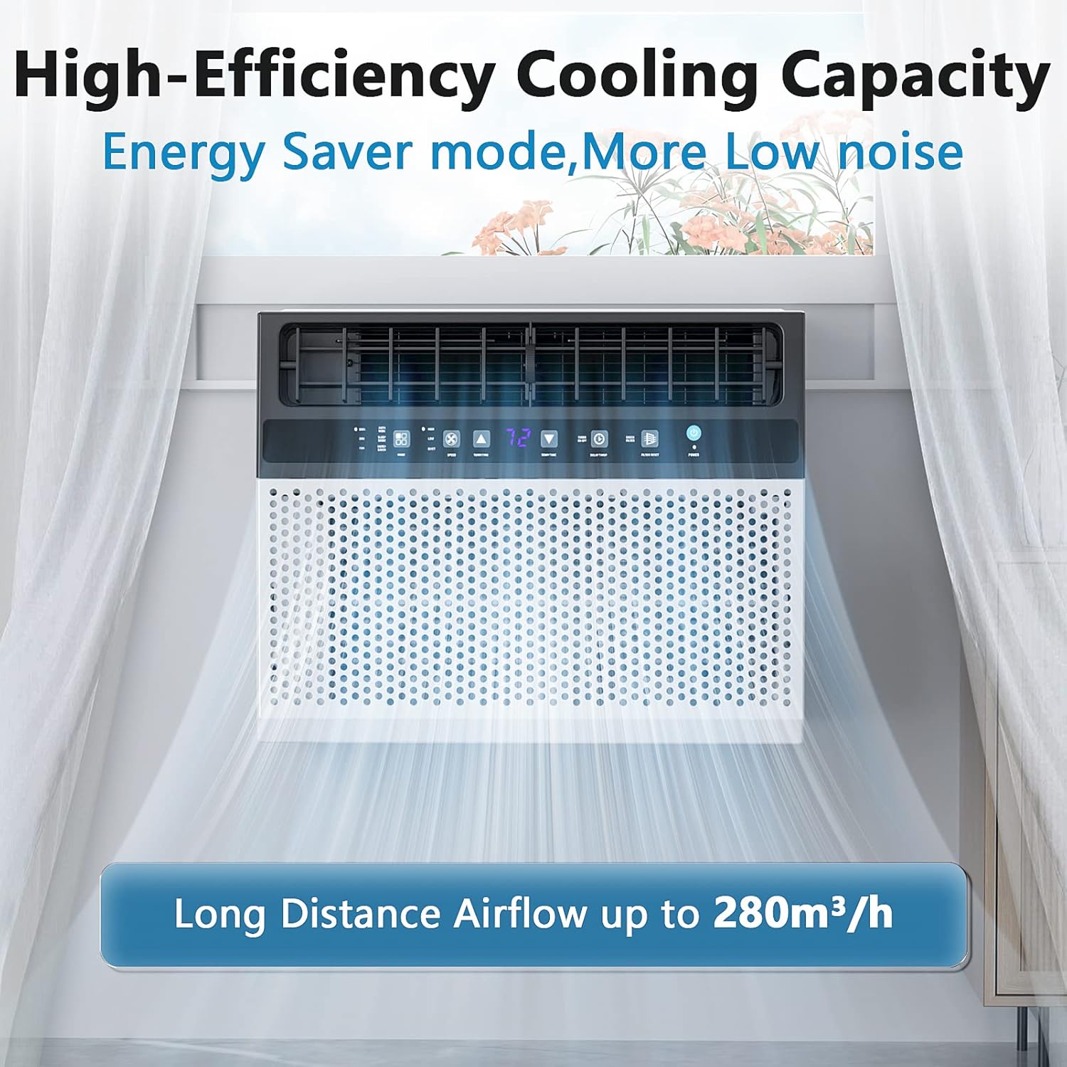 Joy Pebble Window Air Conditioner, 12000 BTU Window Room Air Conditioner for Room Cools Up 550sq.ft,Window AC Unit with Cooling, Dehumidifier and 3 Fan speeds, 24-hour timer & ECO mode