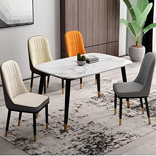 Kitchen Dining Room Furniture Chairs Faux Leather Dining Chairs Water Proof PU Leather Side Chair with Metal Legs for Office Lounge Dining Kitchen Bedroom (Color : Blue+Orange)