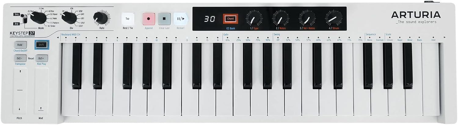 Audiosavings Bundle: Arturia KeyStep 37-Key Sequencer USB MIDI DJ/Studio Keyboard Controller+Software Bundle with Rockville RMC-XLR High-End Metal DJ Handheld Wired Microphone Mic+2 Cables (2 Items)