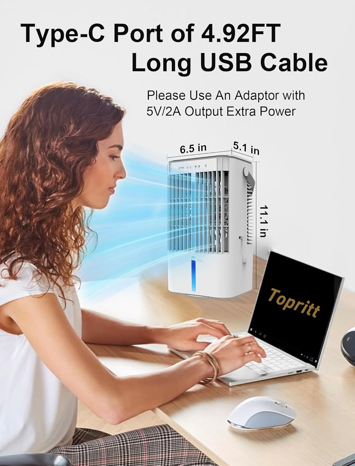 Portable Air Conditioner, 1200mL Evaporative Air Cooler, Personal Mini Air Conditioner with 3 Speeds & 2/4H Timer, 120° Oscillating Portable Ac Unit Fan Small Air Conditioner for Home Office Room