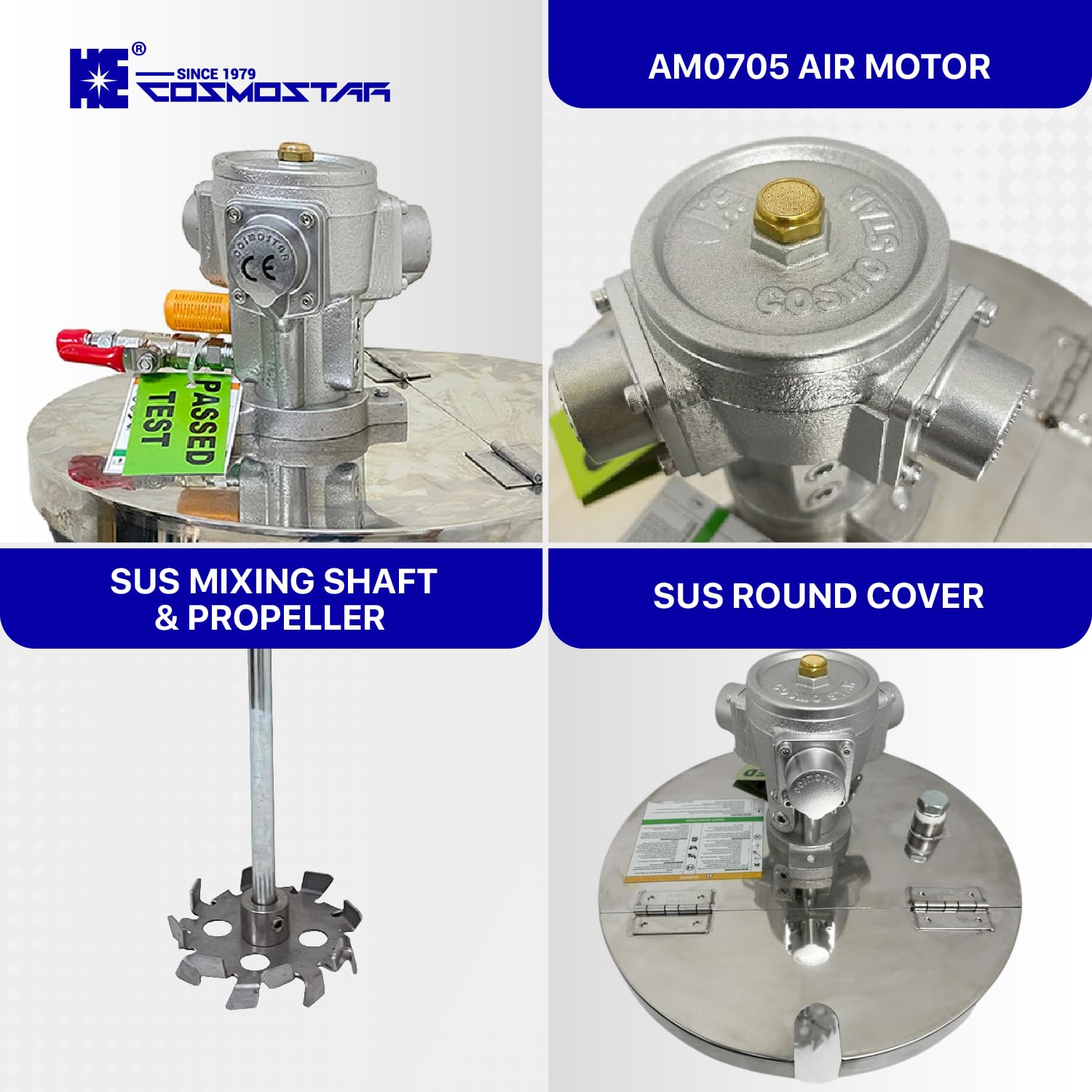 COSMOSTAR 5 Gallon Pneumatic Pail Agitator Paint Mixer | Drum Mixer | Pneumatic Bracket Mixer, Paint Stirring Machine Bracket Air Agitator Paint Mix Tool, Paint Agitator, Paint Mixing Machine