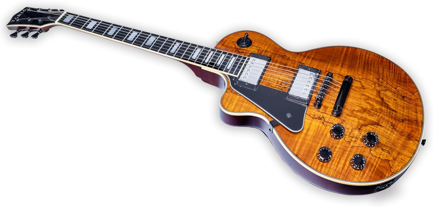 Tario Left Hand Electric Guitar Spalted Maple Top with Okoume Body Maple Neck