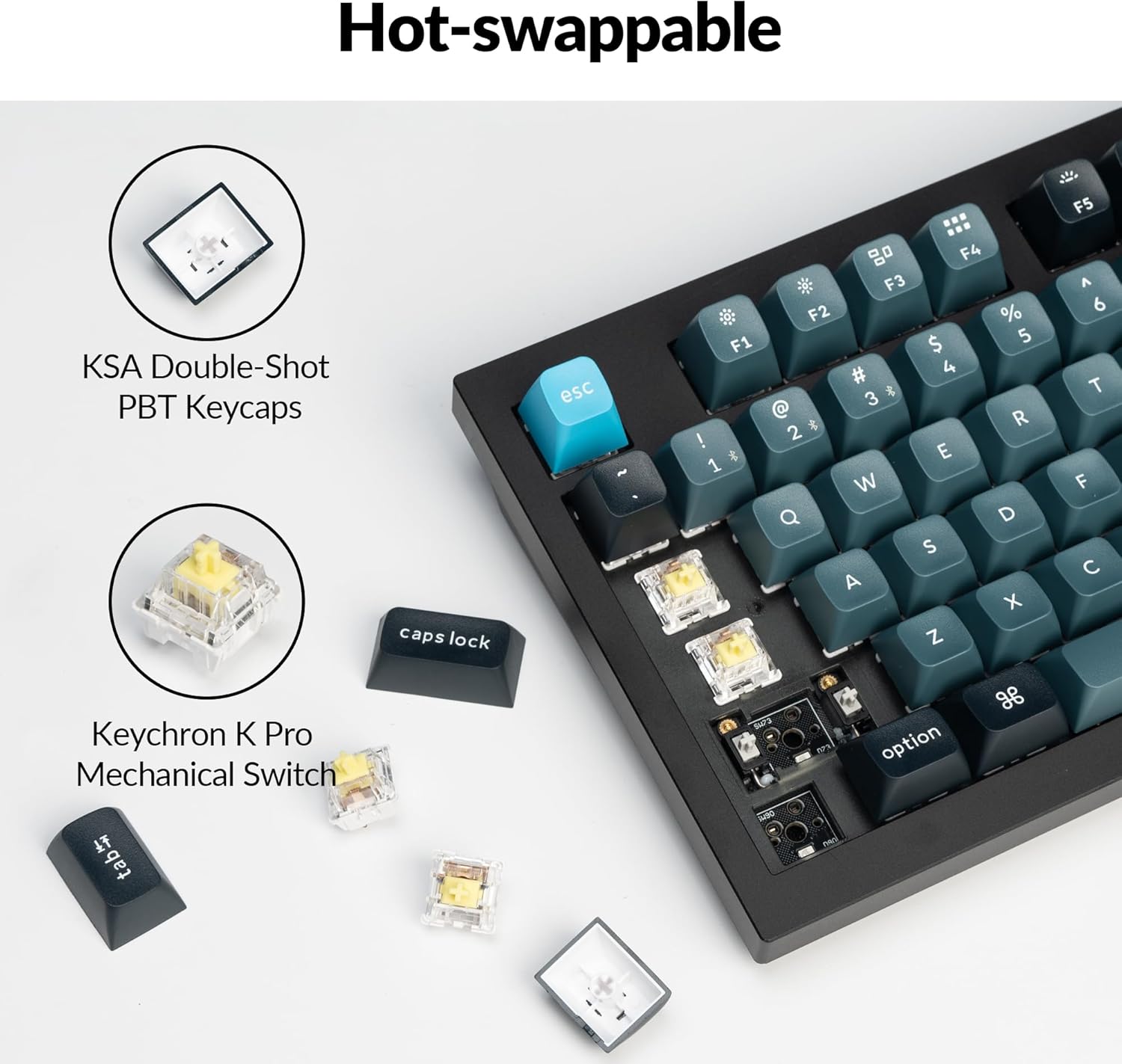 Keychron Q5 Pro Wireless QMK/VIA Mechanical Keyboard, 96% Layout Programmable Knob Full Aluminum Double-Gasket Design, Hot-swappable K Pro Banana Switch for Mac Windows Linux - Black