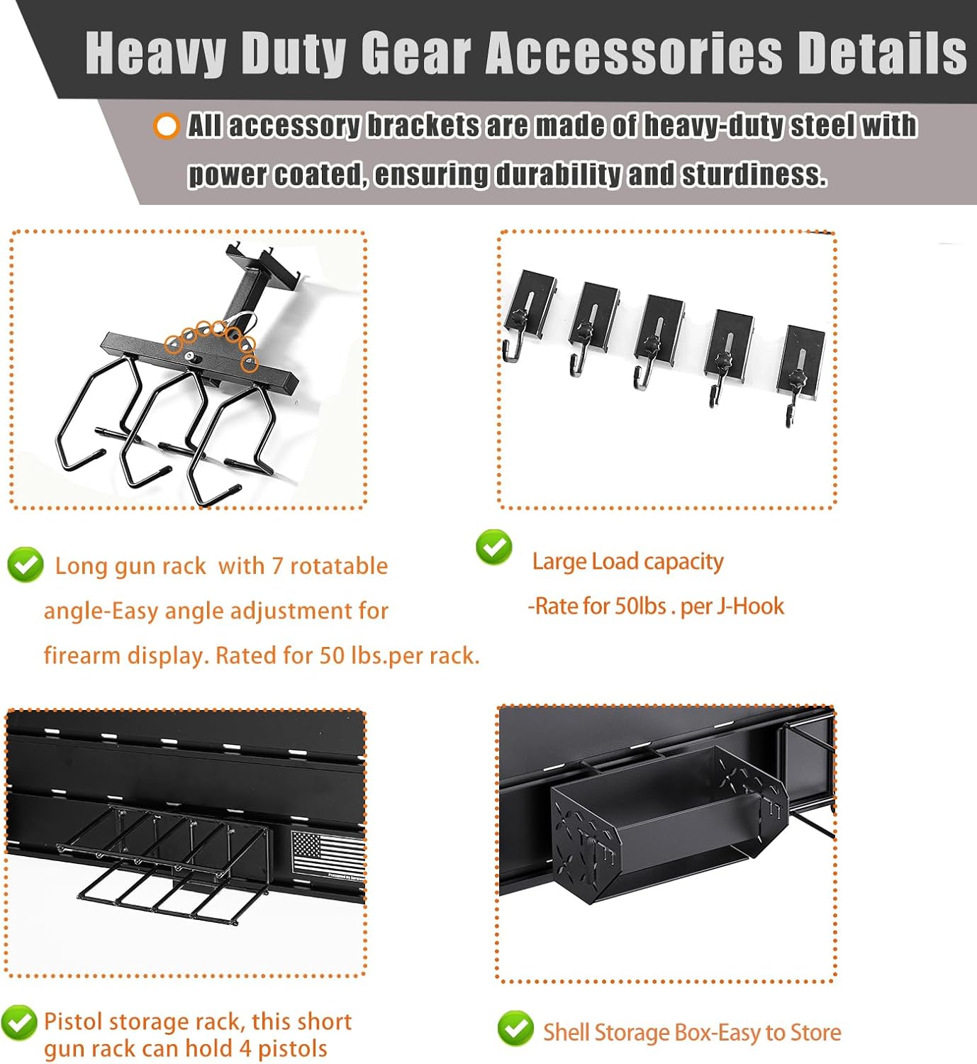 Gun Rack for Wall - Heavy-Duty Aluminium Tactical Rifle/Carbine/Shotgun Storage Wall Mount, Modular Gun Slatwall Panel Mount System - Firearms Accessory Organizer