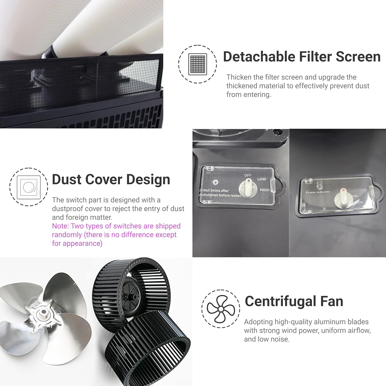 15400BTU/H Industrial Spot Cooler Air Conditioner Industrial Air Conditioner with 2.1Gal Water Tank Portable Mobile Spot Cooler Double Ducts 2.1KW 220V Black