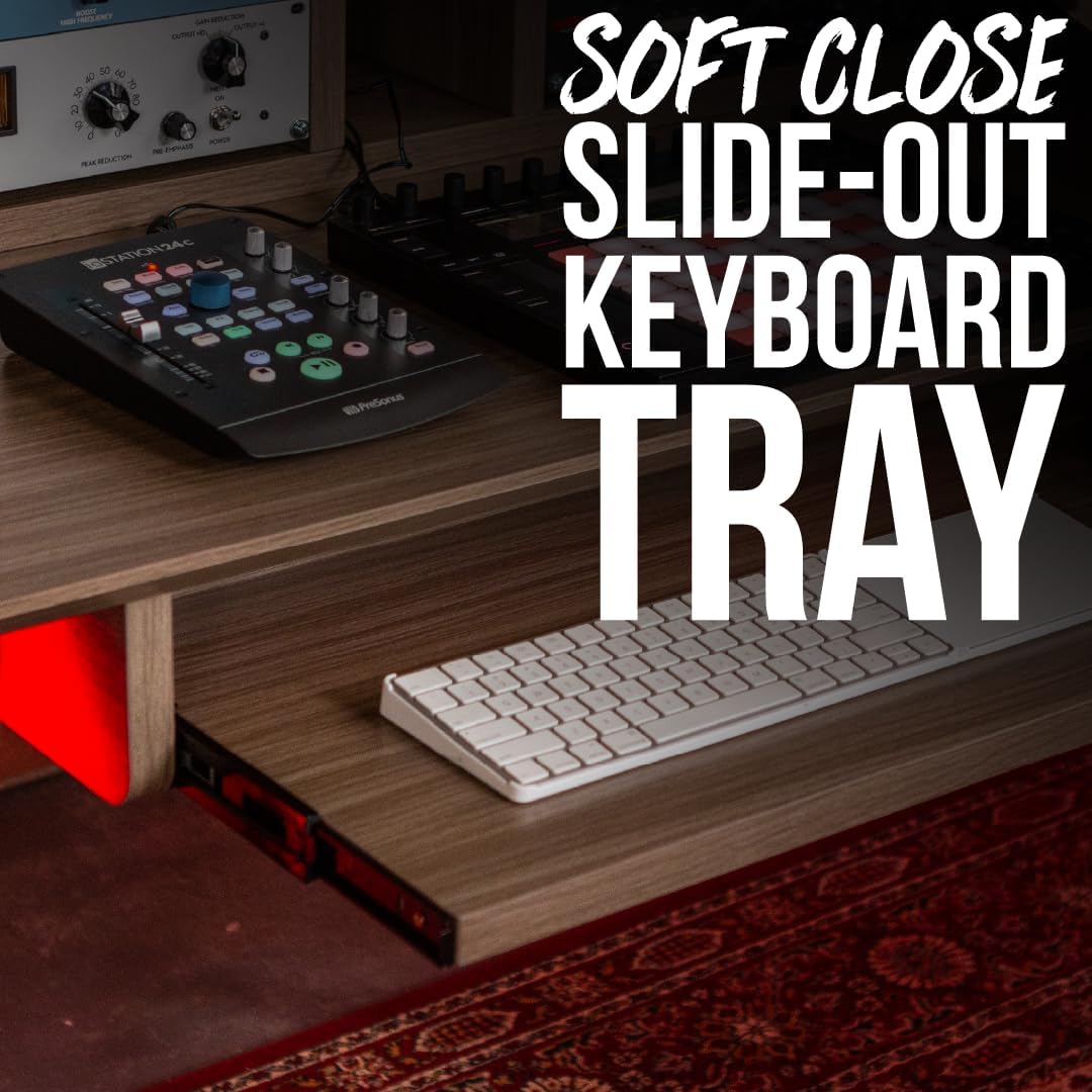 Gator Frameworks Elite Series Studio Desk Workstation with (8U) Adjustable Rack Shelves and Sliding Keyboard Tray, Driftwood Grey Finish (GFW-ELITEDESK-Gry)