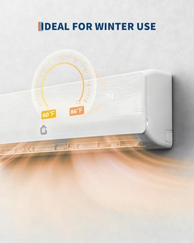 9000 BTU Mini Split Air Conditioner Heat Pump System,19 SEER2 115 v Inverter Ductless AC Cools Up to 450 Sq, Remote Control & Installation Kit,Energy Efficient for Bedroom,White