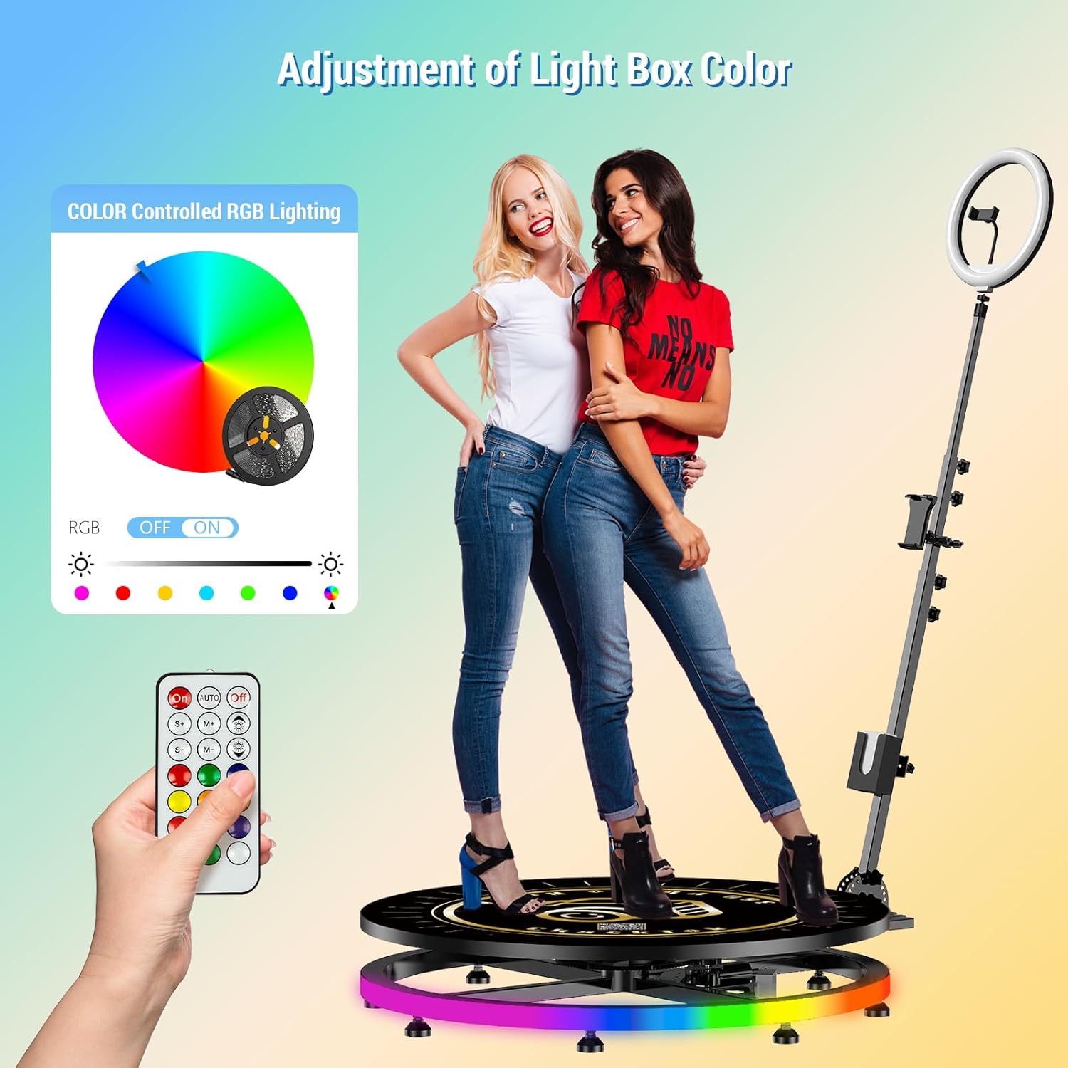 360 Photo Booth Machine for Parties with Light Box RGB,PhotoBooth Chacktok VIP,Software APP Remote Automatic Slow Motion Rotating 360 Video Camera Booth for 4-6People(39.4