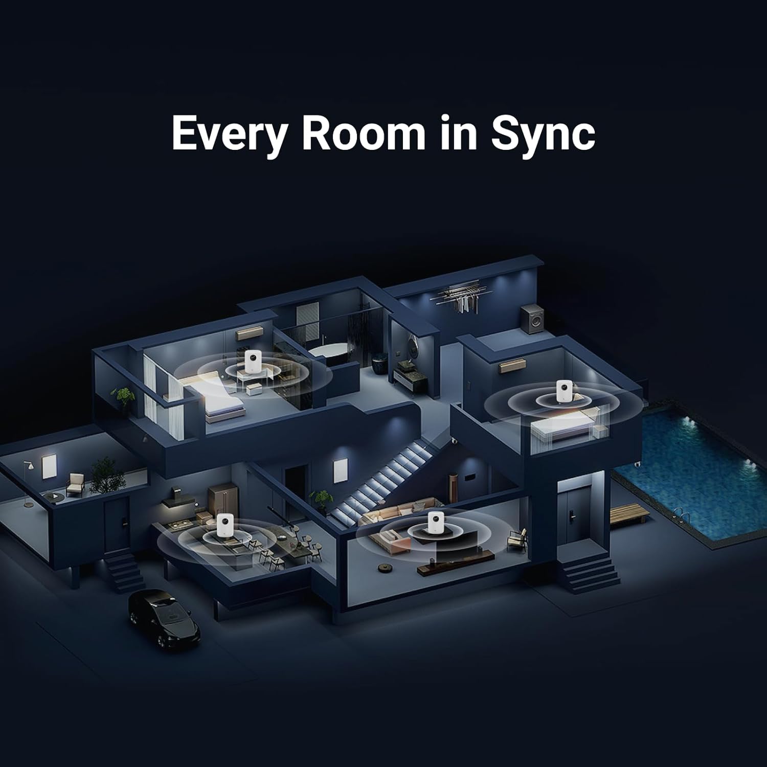 WiiM Sound Smart Speaker with 1.8″ Touch Display, Hi‑Res 24‑bit/192 kHz, AI RoomFit™ Room Correction, 100W Peak, Wi‑Fi 6E/Bluetooth 5.3, Multi‑Room & Stereo Pairing, Remote Included, Black