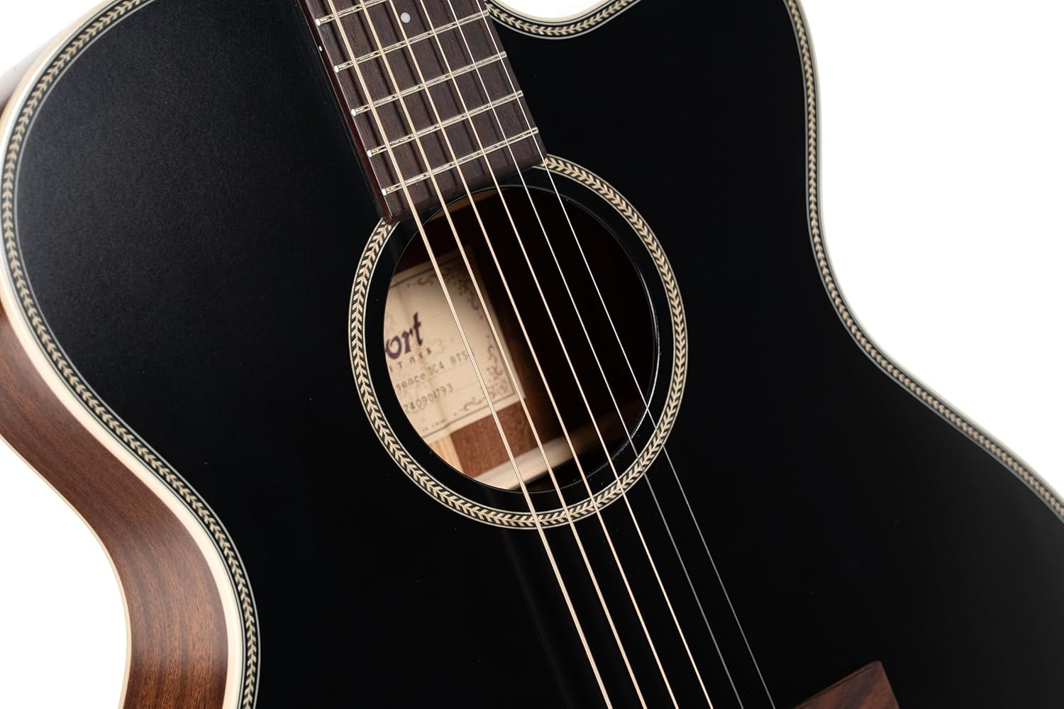 Cort Essence Series ES-OC4 Orchestra Model Cutaway Acoustic Electric Guitar, Black Top Semi Gloss (OC4BTSG)