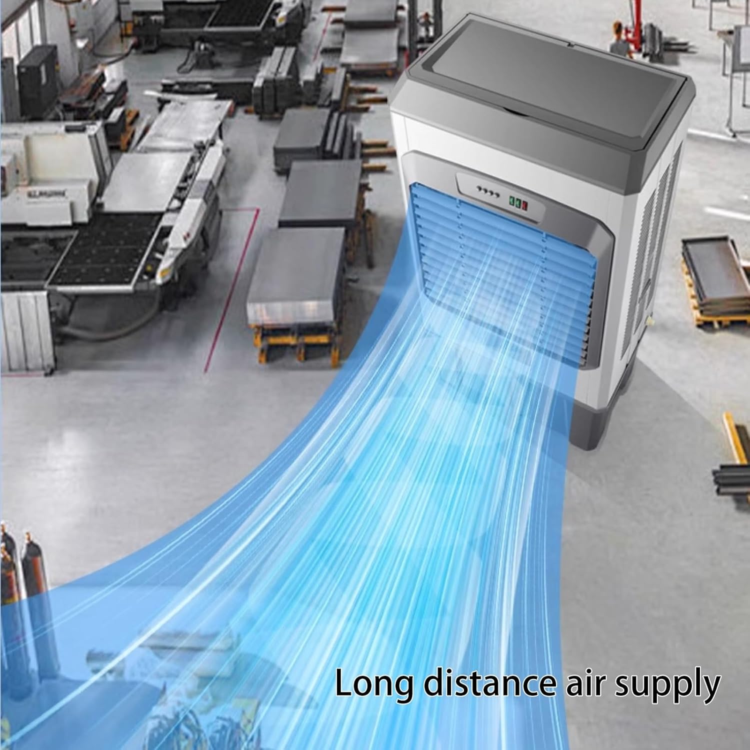 Portable Swamp Cooler, Evaporative Air Cooler with 3 Speeds, Industrial Air Conditioner for Indooor Outdoor Patio Garage(75 * 48 * 160cm)