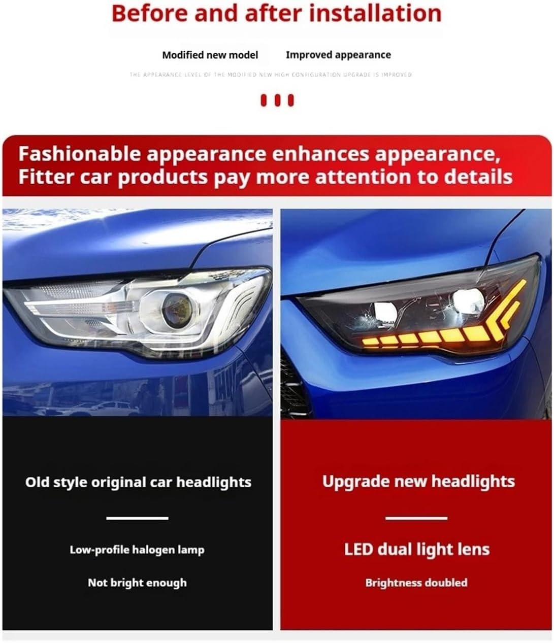 Car Lights Compatible For Great Wall POER Headlights 2019-2022 POER LED Projetor Headlamp Daytime Running Light Automotive Accessories