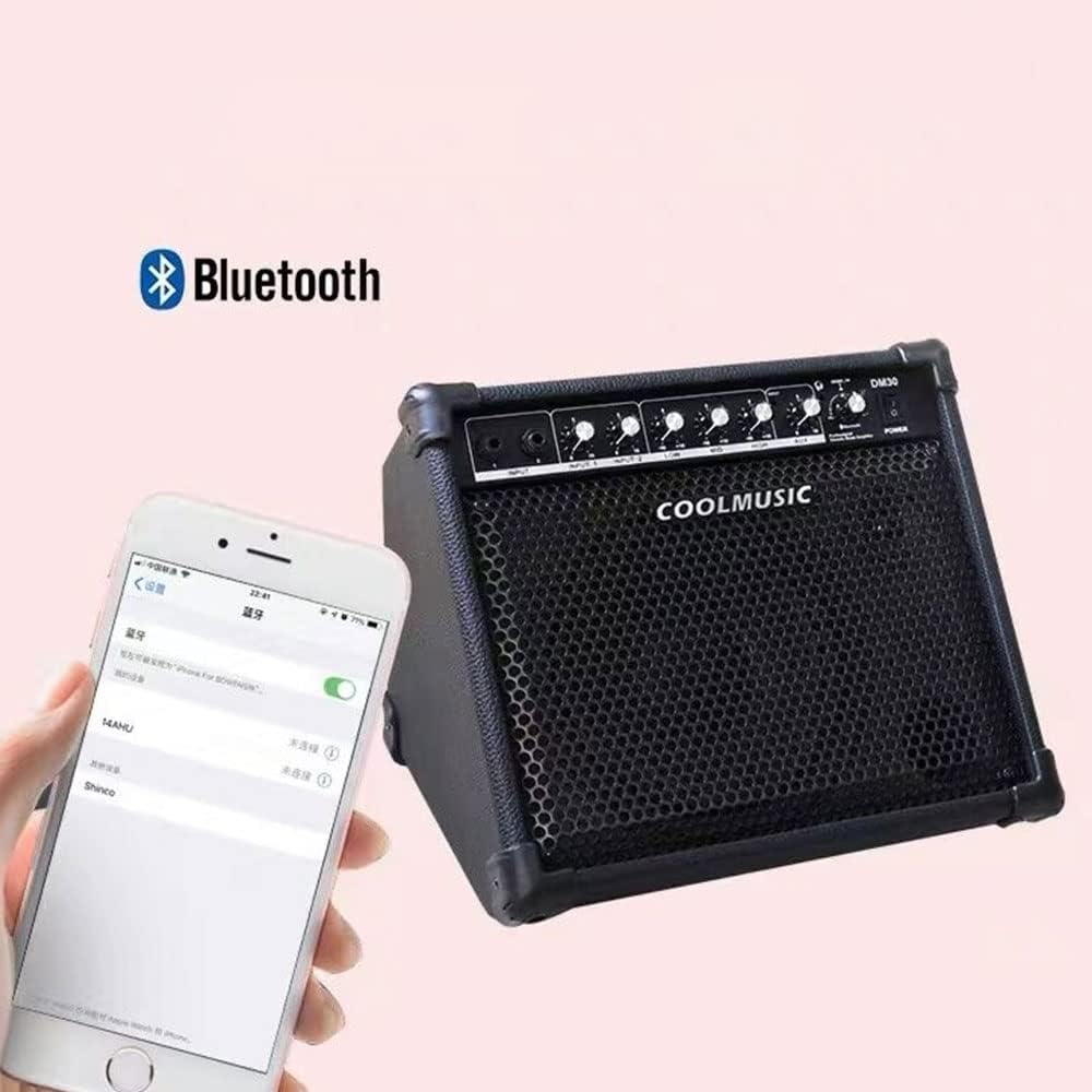 Coolmusic Drum Amplifier 30W, Wireless Electric Drum Speaker Keyboard Amp with 3-Band EQ and DI Out