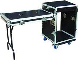 MR DJ CASE6000 ATA 16 Space 10 Slanted Top 16U 10U Mixer Amp Dj CD Combo Rack Flight Case with Laptop Shelf & One Side Table