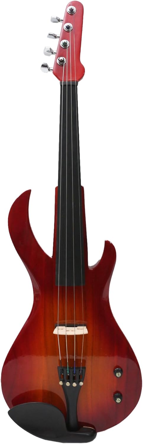 Yinfente Electric Viola 16inch Viola Full Size Guitar Shape Brown With Viola Bow Case Professional Sound Ebony fittings with solid wood body