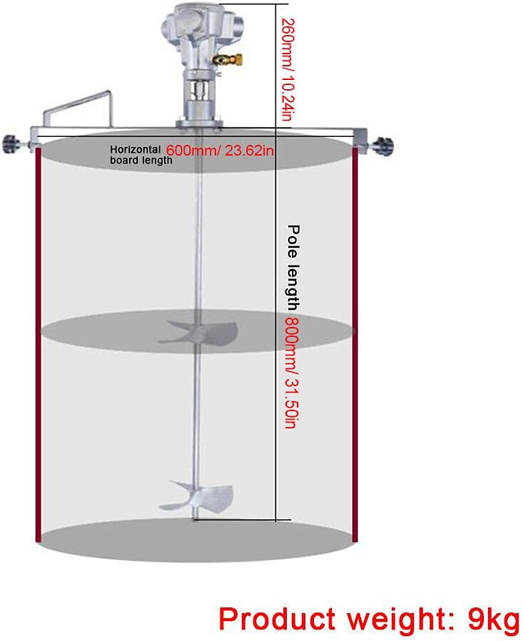 Pneumatic Bracket Mixer, 50-Gallon 1/2 HP 31.5Inch Pole Tank Barrel Air Mix Clip Paint Blender Automatic Paint Mixing Stirring Machine Ink Coating Mix Tool with Stainless Steel Blade