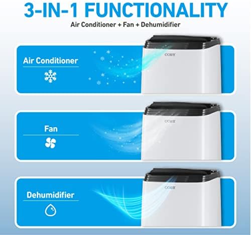 Coby CBPAC815 3-in-1 AC Unit, Dehumidifier & Fan, 12,000 Portable-air-conditioners, 12000 BTU, White