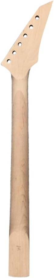 Reverse hand Electric Guitar Neck 24 Fret 25.5inch Maple Rosewood Fretboard Locking Nut Reverse Guitar Neck Unfinished Guitar Parts Replacement (24 Fret 25.5inch Skull Inlaid)
