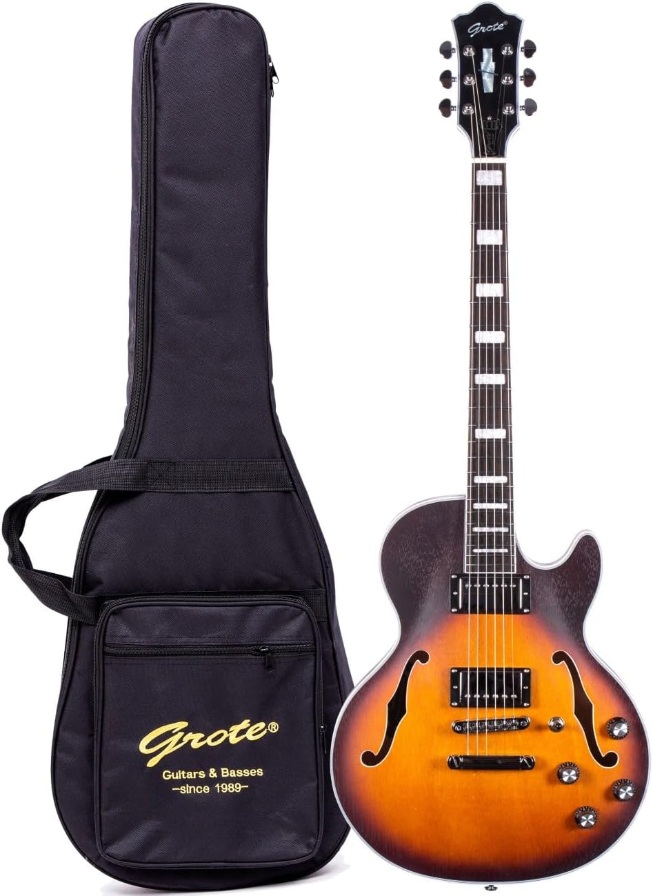 LPF Semi-Hollow Body Electric Guitar,Matte Finish, Humbucker Pickups, mahogany Wood Body, mahogany Neck, Rosewood Fretboard, 6 Strings, Includes Guitarbag(GTLPF-02-black VS)