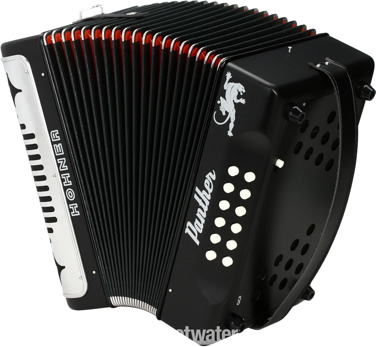 Hohner 3100GB Panther Diatonic Button Accordion in Black with accordion case and Cloth