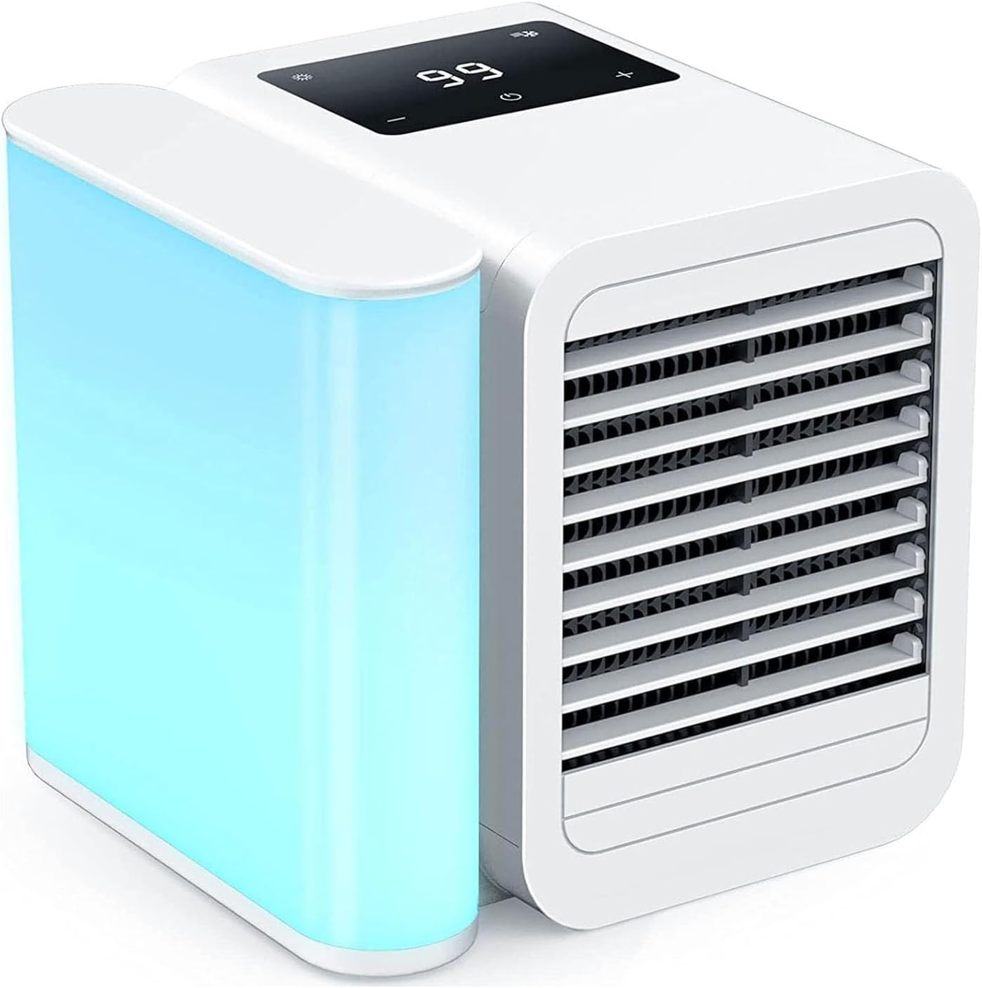 Portable Air Conditioner Cooling Fan with 1-99 Speeds & 2 Modes, 1000ml WaterTank, Timer Function, 4 in 1 USB C Touchscreen Evaporative Air Cooler with Quiet 7 Color Night Light