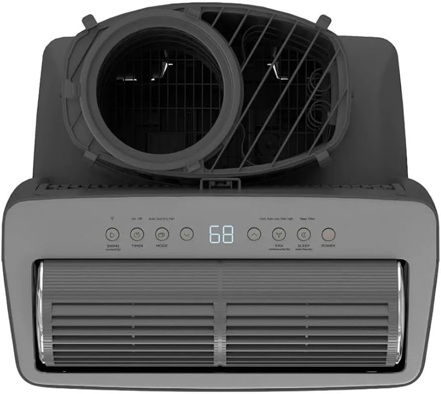 Midea DUO 10,000 BTU SACC Smart Inverter Portable Air Conditioner, Portable 4-wheel design, 42 dB, DUO hose design - Grey MAP12S1TGR-S (Renewed)