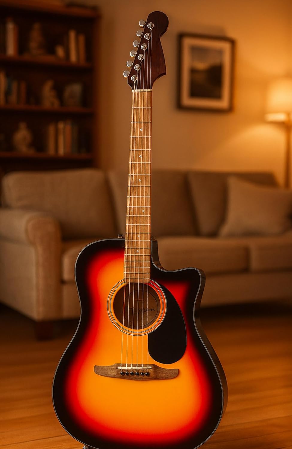 Fender California Standard Redondo CE Acoustic-Electric Guitar - 3-Color Sunburst Bundle with Case, Tuner, Strap, Strings, String Winder, Picks, and Austin Bazaar Instructional DVD