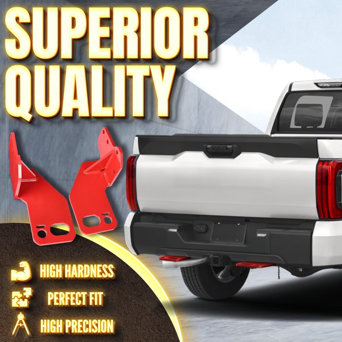 Rear Recovery Points, 2PCS Shackle Hitch Receiver Trailer Tow Hook Receiver Tow Point Kit Accessories for Toyota Tundra 2022 2023 2024 2025 (Red)