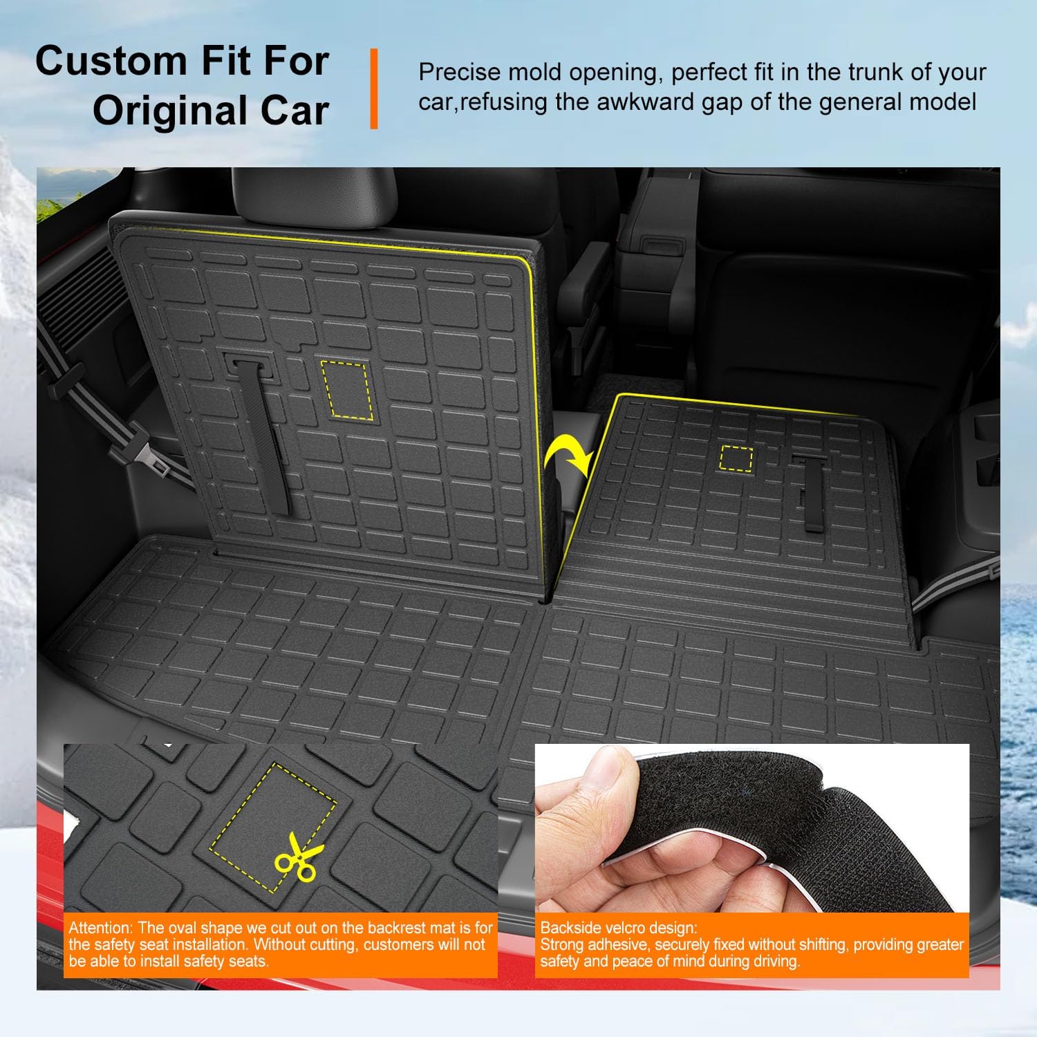 powoq Fuel&Hybrid Floor Mat Compatible with 2024-2026 Santa Fe Cargo Mat Trunk Mat TPE All Weather Trunk Liner Replacement for 2024 2025 2026 Santa Fe Accessories