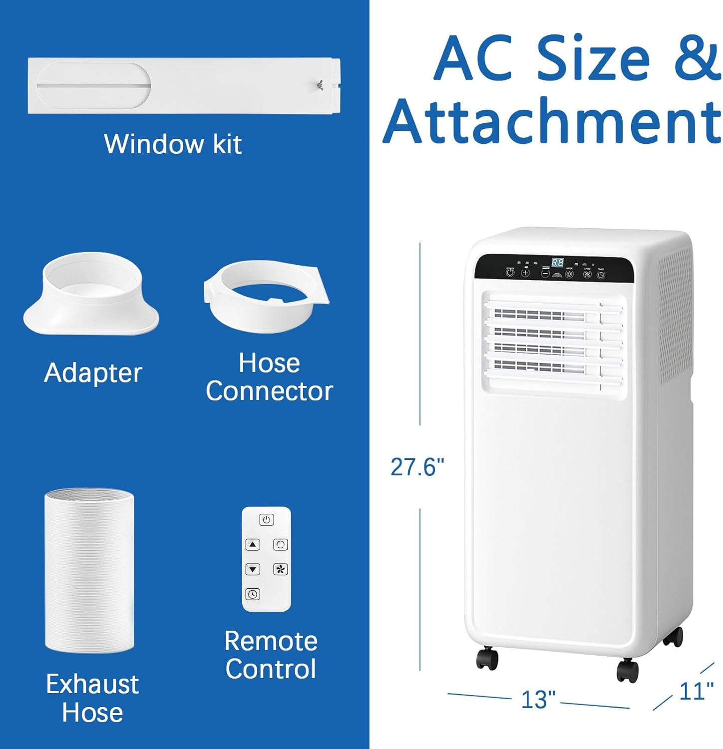 8000BTU Portable Air Conditioners With Fan & Dehumidifier, DollarDash 3-IN-1 Quiet Free Stand Portable AC Unit Cools Up to 400 Sq.Ft for Rooms, Apartments, Office