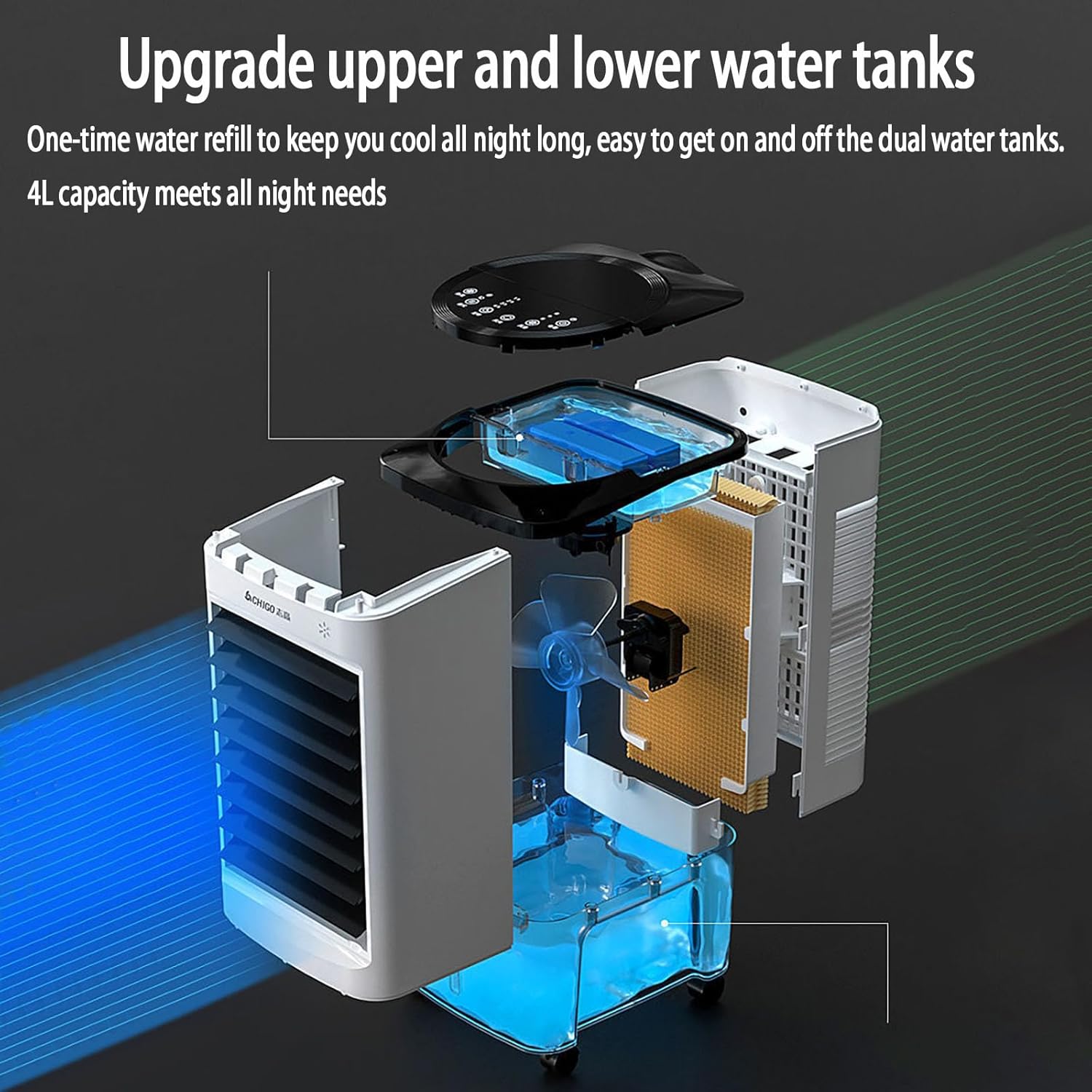 Portable Air Conditioners Portable Evaporative Air Cooler Floor Air Conditioner Remote Control Design, Universal Roller, Large Capacity, Compact Body, Light Weight And Does Not Occupy Any Space