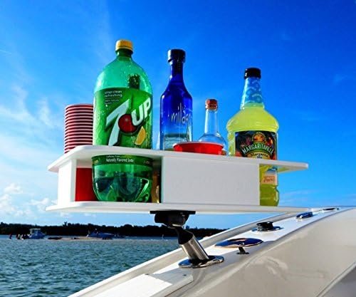Docktail Bar Boat Caddy Organizer - Portable Bar Table with Rod Holder Mount, Cup Holders, Boat Storage Accessories