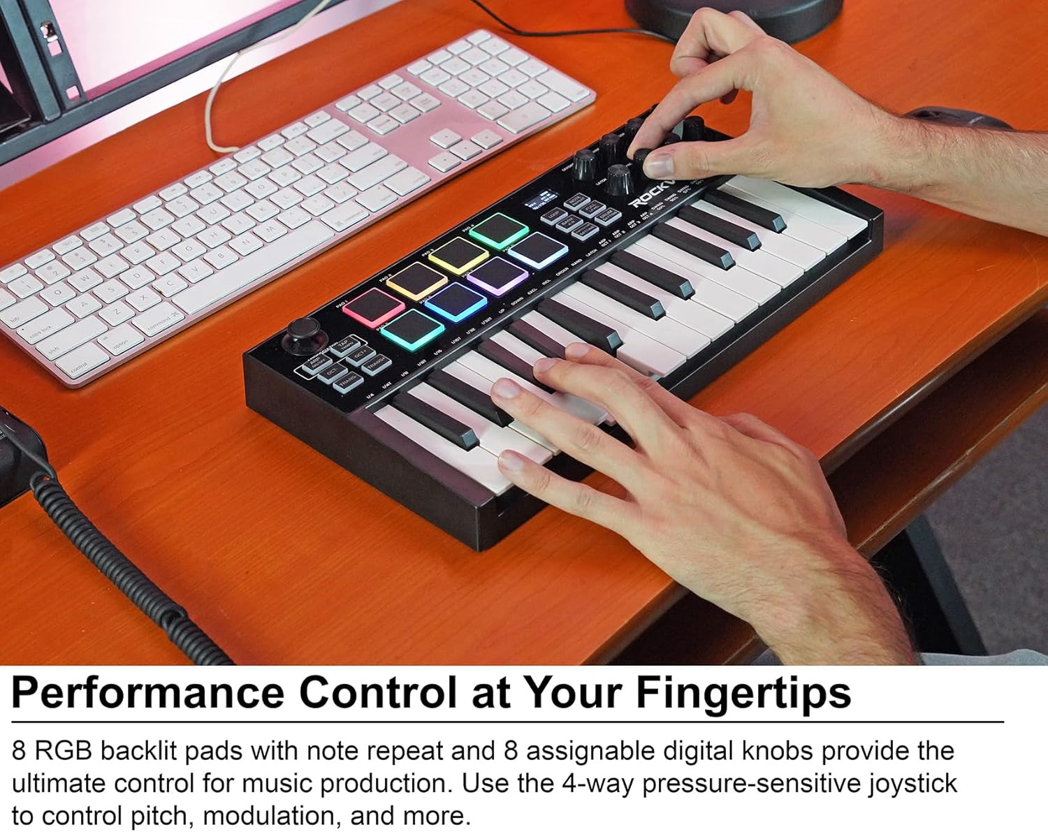 Rockville M25 Black 25 Key USB Wireless Bluetooth Keyboard Controller+Headphones