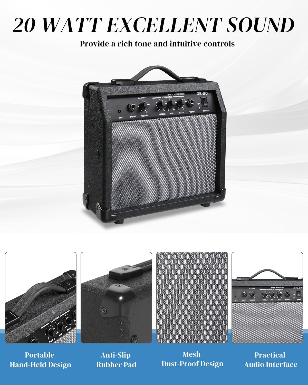 Ktaxon Electric Guitar 4 String Bass Guitar Kit with Paulownia Body, Solid Rosewood Fingerboard & Split Single-coil Pickups Includes 20W Amp, Cable, Strap, Pick and Wrench(Blue)