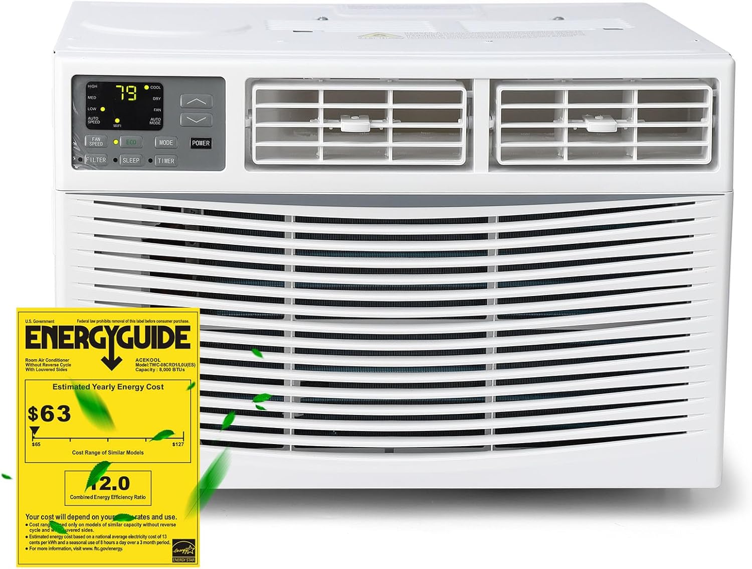 TrailBlaze 8000 BTU Window Air Conditioner with WiFi, Up to 650 Sq.Ft., Window AC Unit with Remote & App Control, Self-Evaporation, Auto-Atomizing, Eco & Sleep Mode, 24H Timer, 115V/60Hz, White