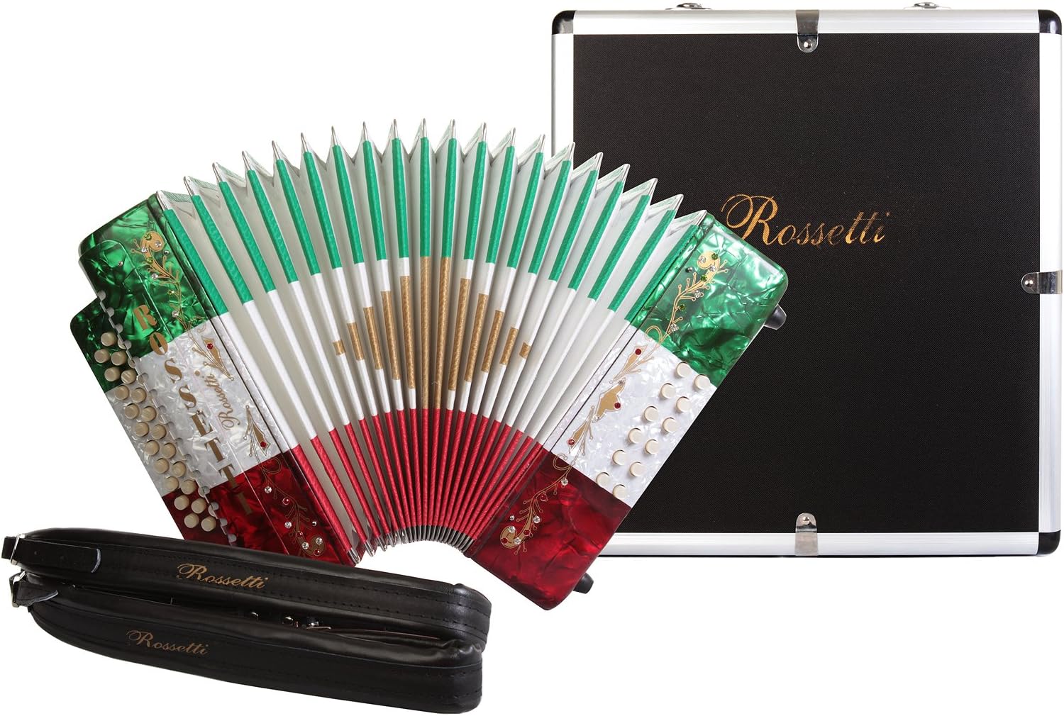 Rossetti 31 Button Accordion 12 Bass, Case, Straps, GCF, BLUE