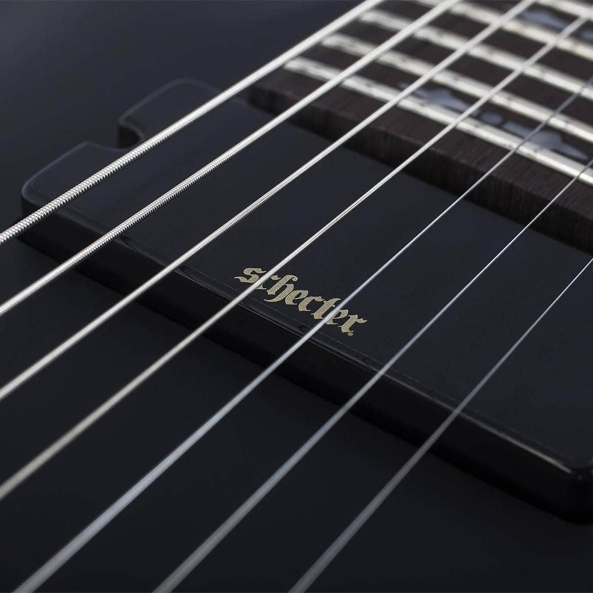 Schecter 7 String Solid-Body Electric Guitar, Aged Black Satin (3662)