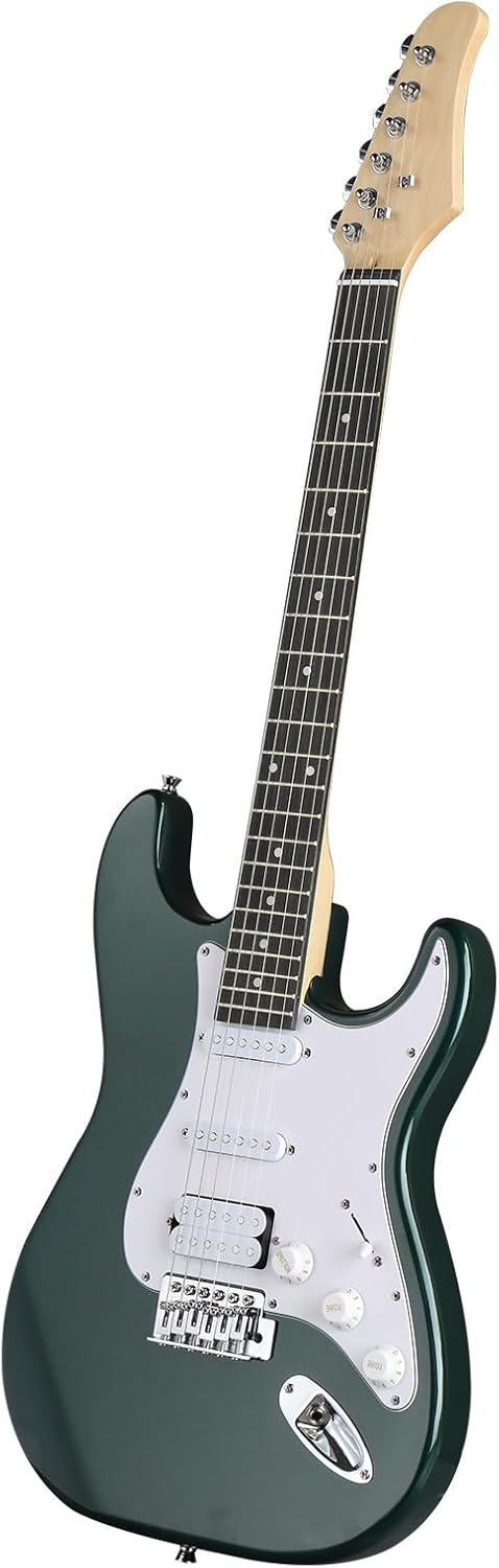39 Inch Electric Guitar Kits, HSS Pickups 6 String Solid-Body Full Size Electric Guitars W/Amplifier, Bag, Strap, Cable, Accessories (Green)