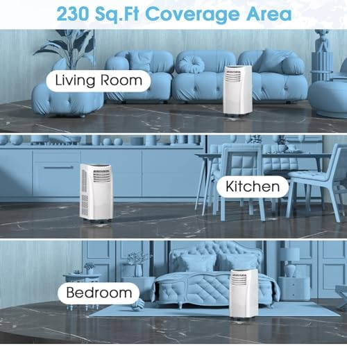 DORTALA Portable Air Conditioner, 8000 BTU 3-in-1 Floor AC Unit w/Dehumidifier Function, Fan Modes, Remote Control, Complete Window Wall Mount, 4 Caster Wheel, White