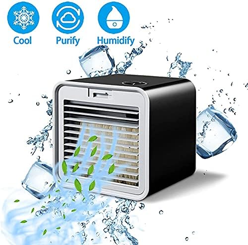 Portable air Conditioner Air Cooler Portable Cooling Fan Built-in 380ml Water Tank 3 Adjustable Speeds USB Personal Table Fan for Home Office and Room