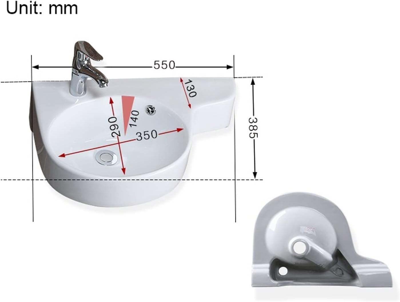 Bathroom Sink White Triangle Porcelain Ceramic Sink Wall Mount Corner Bathroom Sink Apartment Wall-Mounted Bathroom Sink Bowls Bathroom Countertop Vanity Sink