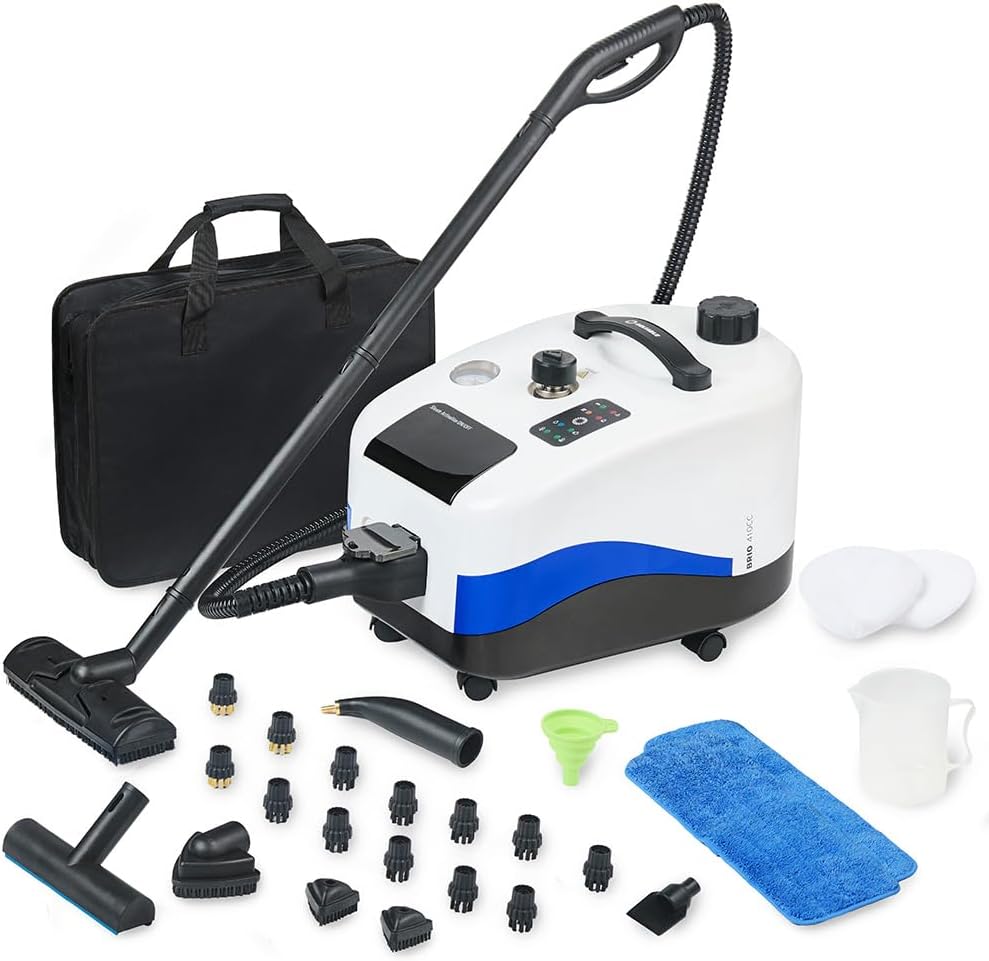 Reliable Brio Plus 410CC Steam Cleaner, 28 Accessories, 72 PSI Pressure, Multipurpose Cleans Tile, Grout, Hardwood Floors, Autos, Windows, and More, Unlimited Steam Technology