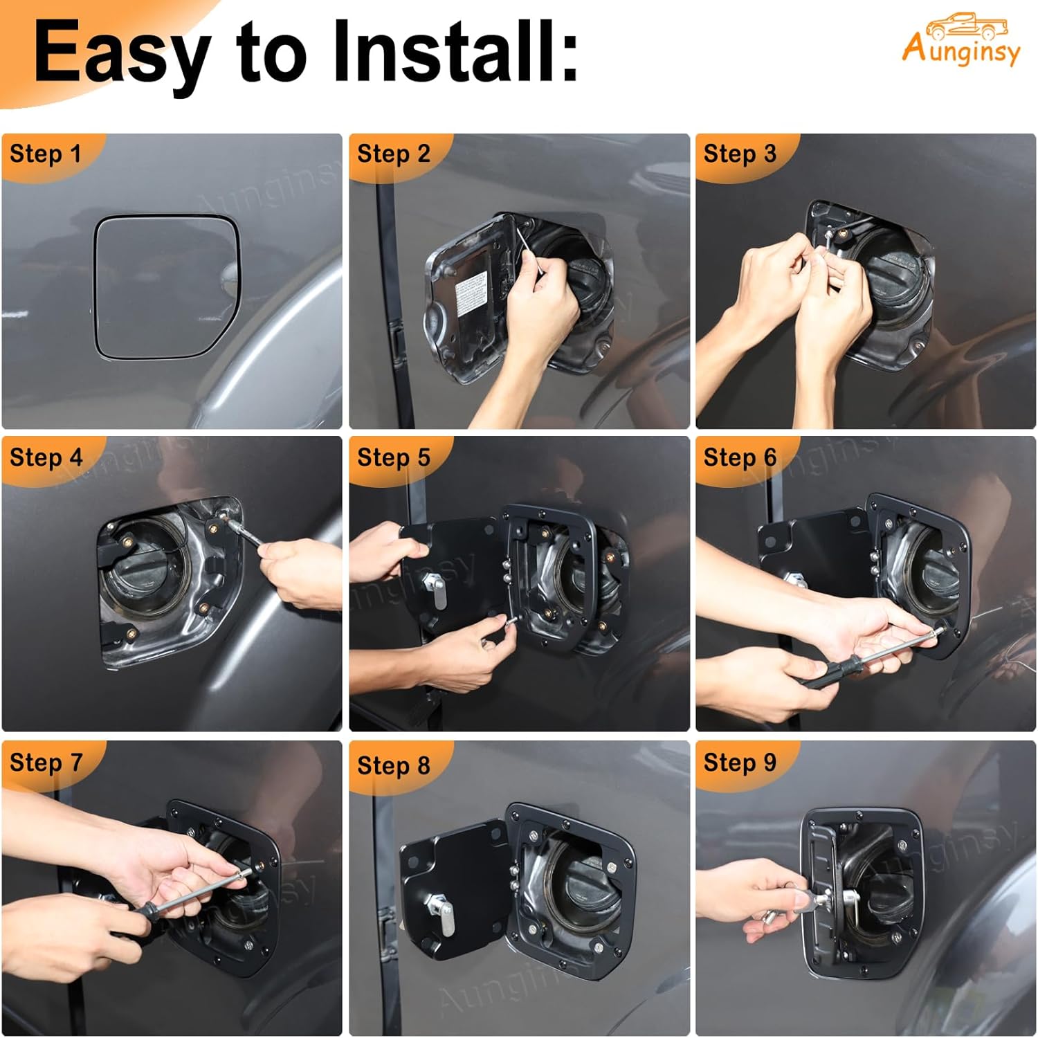 Car Fuel Tank Cap Replacement Anti-theft Lock Cap Compatible with Nissan Frontier 2009-2017 Accessories, Car Door Gas Caps Tank Trim Cover Fuel Filler Protector with Key/Lock, Only Fit 2-Door Version