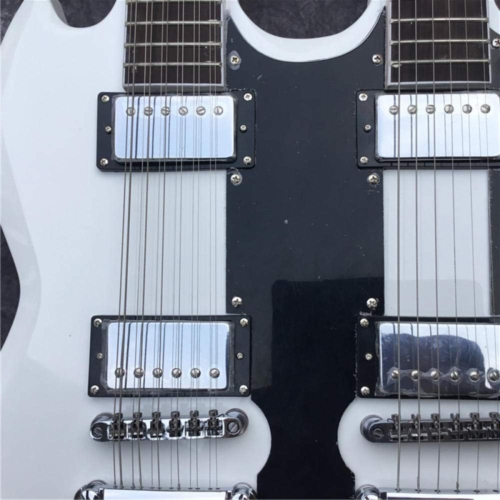 CJWSLYT Guitar Electric Guitar 12 String + 6 String White Guitar String Acoustic Steel Acoustic Guitar Strings ZDANFDD (Color : Guitar and case, Size : 39 inches)