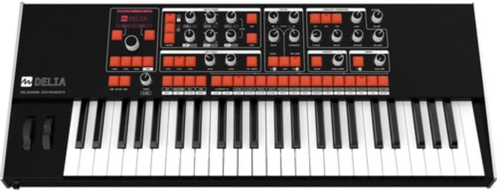 MELBOURNE INSTRUMENTS DELIA Motorized Morphing Polyphonic Synthesizer Bundle with 2x Kellards MID-P10T Pro MIDI to MIDI Cable 10 Feet