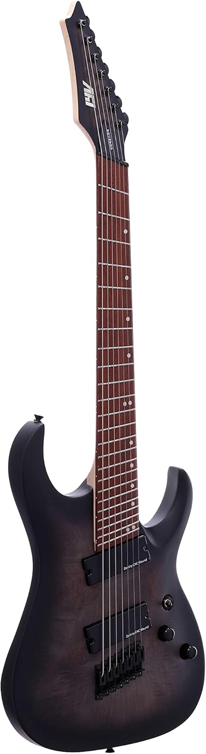 IYV- ISFF7-400 Solid Body with Burl Maple Top Electric Guitar, Charcoal Sunburst