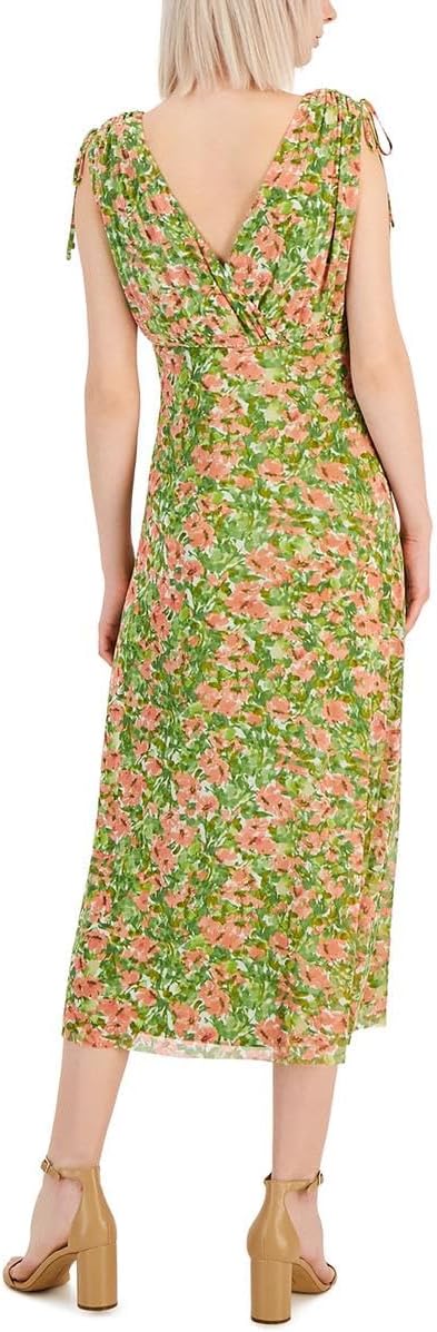 Anne Klein Women's Tie Shoulder Surplice Midi Dress