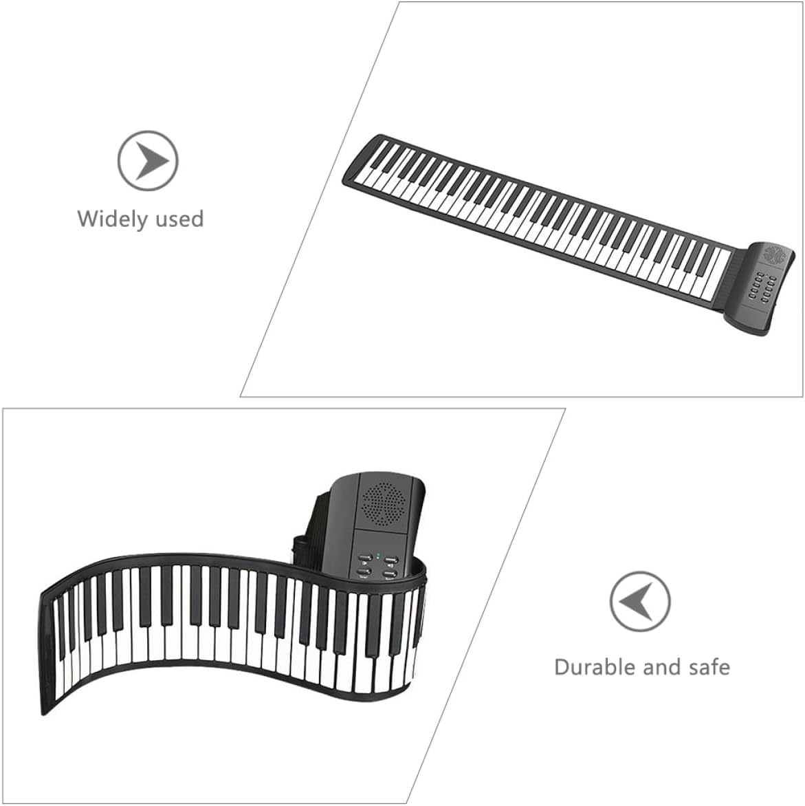 61-Keys Foldable Roll-up Piano Portable Silicone Electronic Keyboard for Beginners Compact and Lightweight Hand Roll Instrument for Travel and Home Use