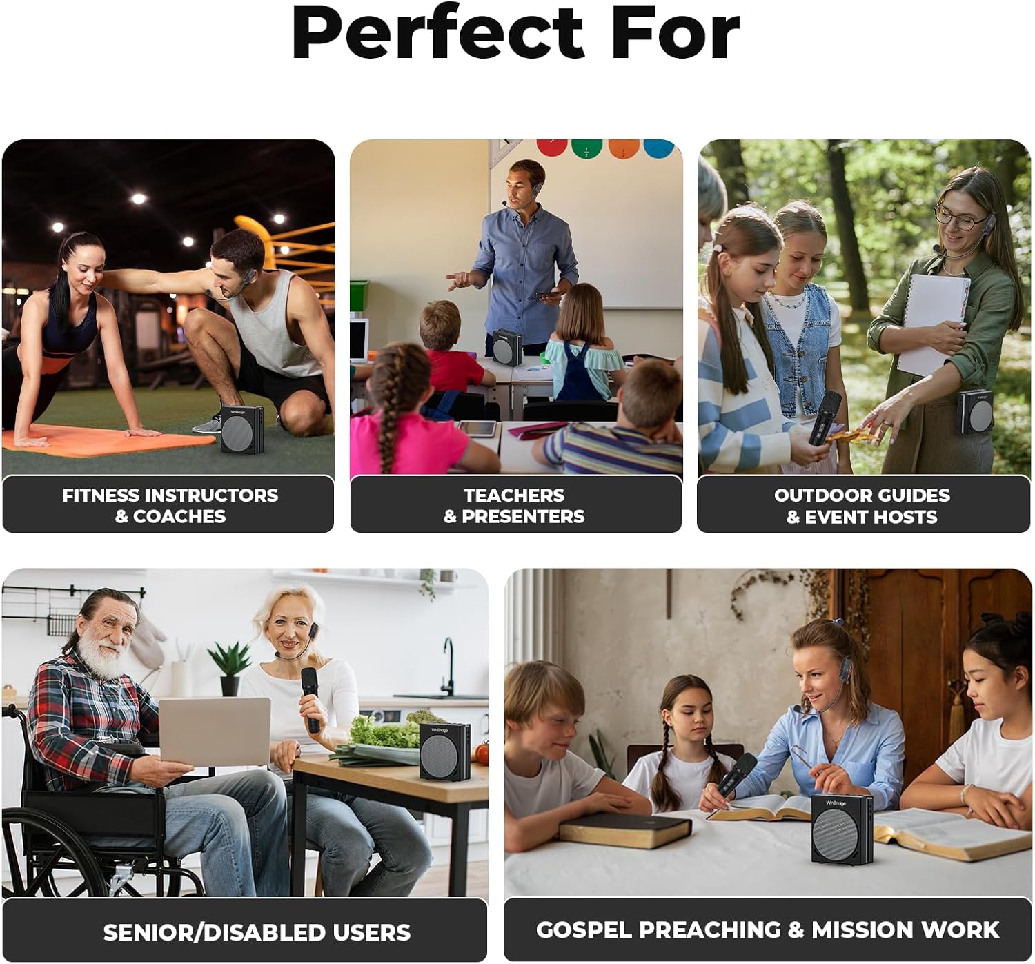 WinBridge Portable PA System with Bluetooth Microphone, 30W Wireless Voice Amplifier Speaker & Portable Microphone for Teachers, Tour Guide, Presentation, Coaching, Church, Classroom S91