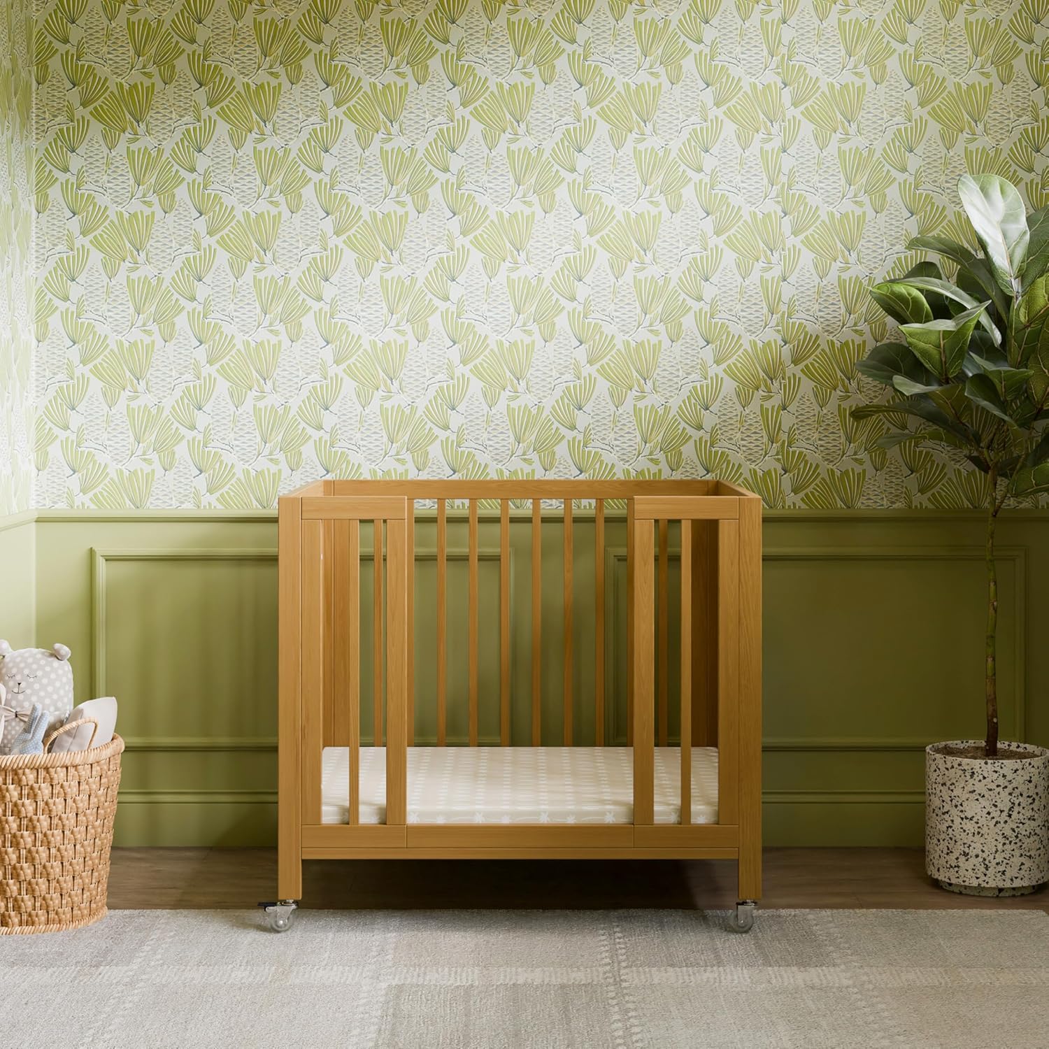 Babyletto Rolli All-Stages® Midi Crib Conversion Kit in Honey, Greenguard Gold Certified, FSC Certified, Portable & Adjustable with Pad Included